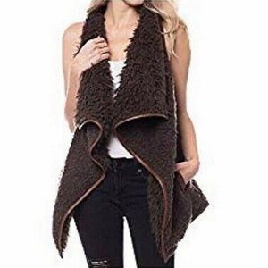 Love Tree Brown Faux Fur Wool Vest
